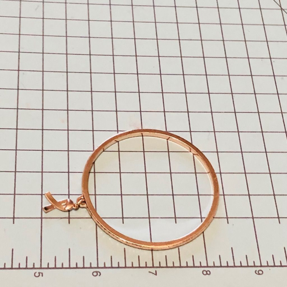 Metal Bangle Charm Bracelet Gold Breast Cancer Awareness - Picture 2 of 2
